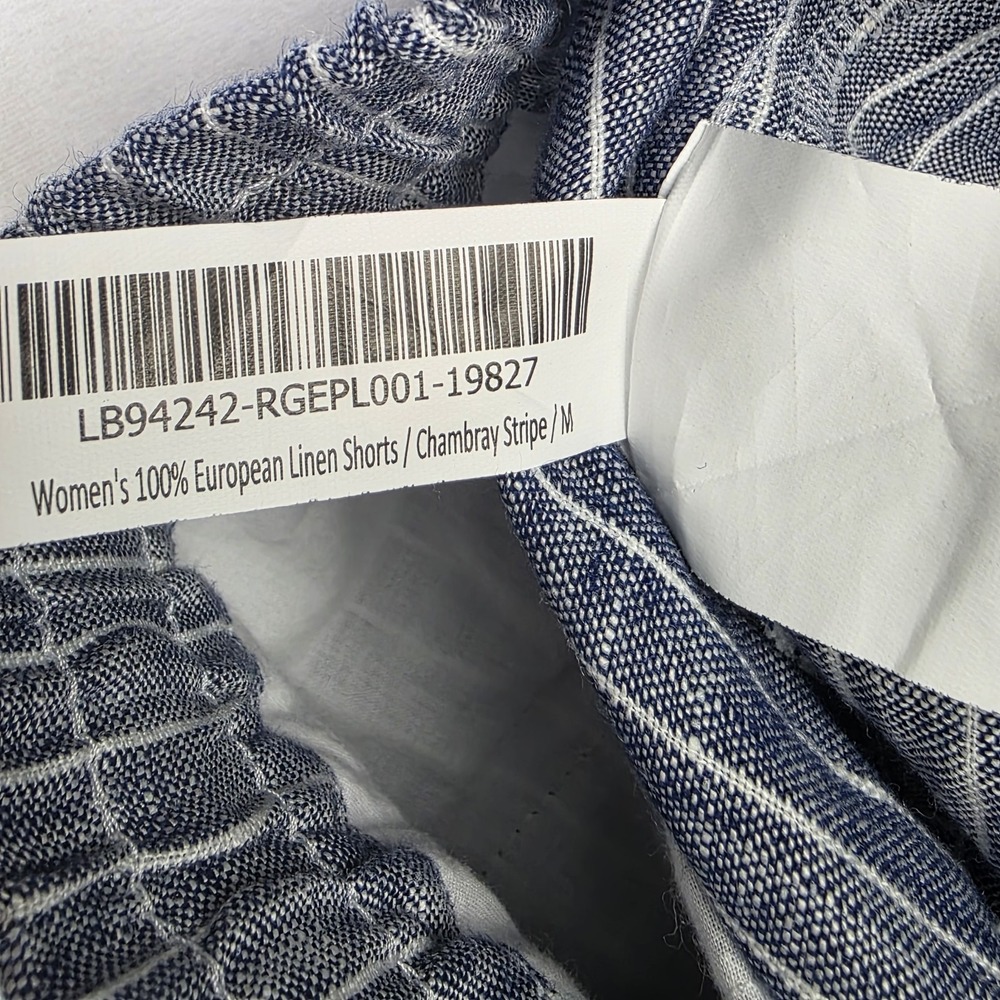 Quince Women's 100% European Linen Shorts Medium M Blue Chambray Stripe New - Picture 6 of 10